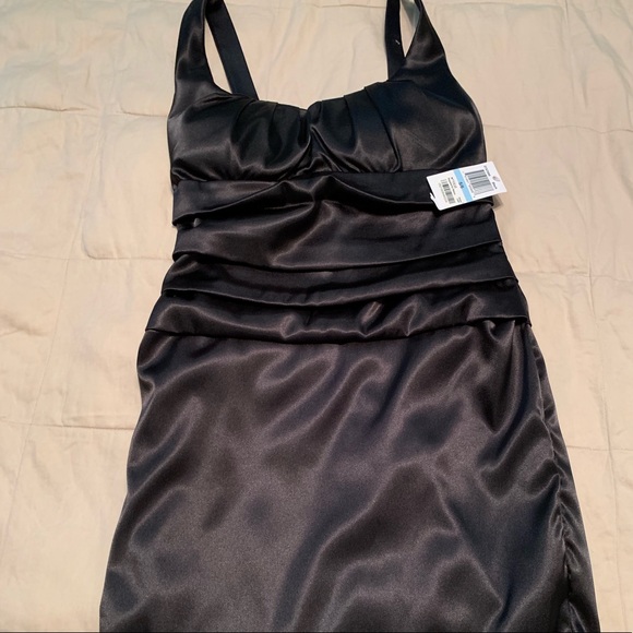 macy's black satin dress Butter Luxe Long Sleeve Turtleneck Mini Dress